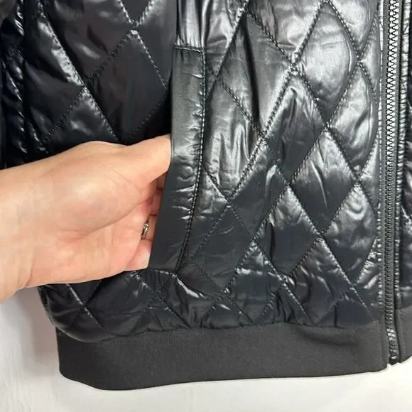 Calvin Klein Performance Reversible Black Silver Quilted Bomber Jacket Size M - Picture 4 of 12